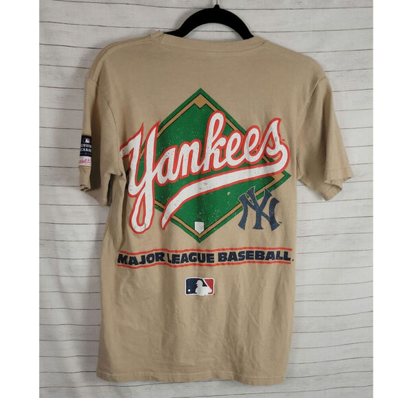 Mitchell & Ness Nostalgia New York Yankees Print Spellout Tan Tshirt, sz S - Picture 6 of 9